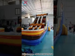 充電式スライド オレンジ充電式ダブルウォータースライド 城