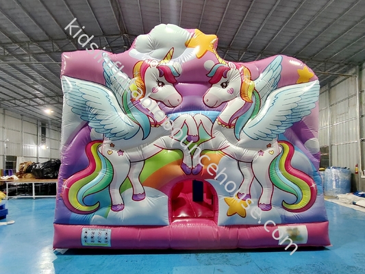 新しいデザイン デジタル印刷 吹き飛ばし式 スライド付き ブランスハウス ユニコーン 吹き飛ばし式 ジャンプ城 子供向け