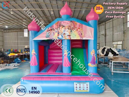 高品質のPVCプリンセス パーティーのレンタルビジネスのためのスライド付きの充気跳び屋