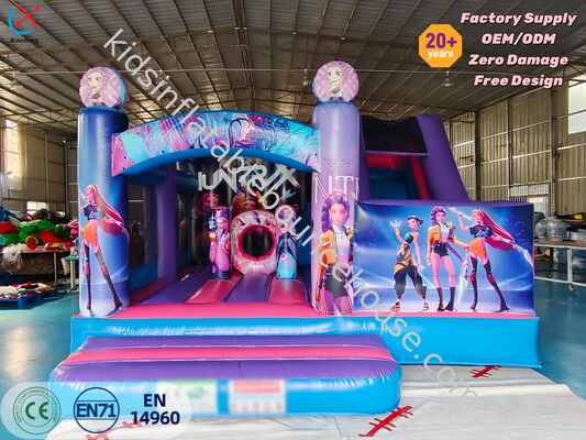 パーティーレンタル用、商業用PVCインフレータブルジャンピングキャッスル、スライド付きインフレータブルバウンスハウス
